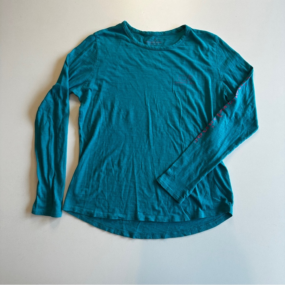 Vineyard Vines girls Size S Teal w/ Whale Logo Long Sleeve Girl’s Top